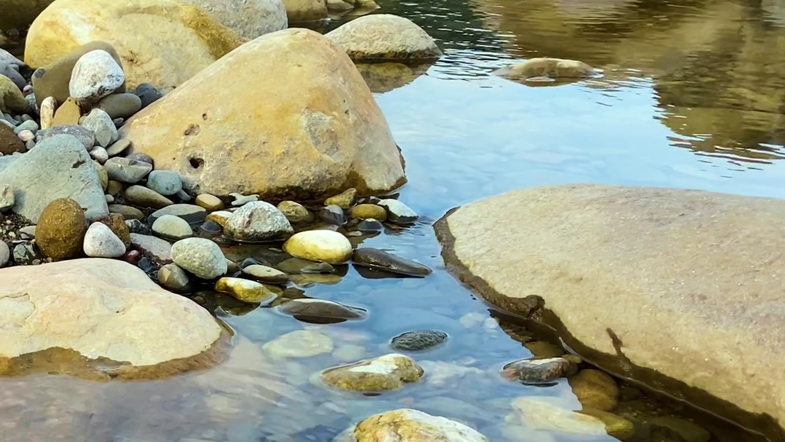 Calm flowing river at sunset